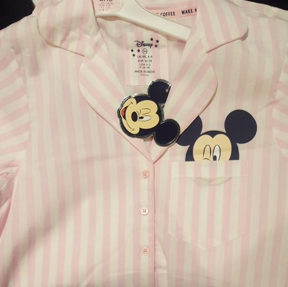 Mickey Mouse Bubblegum Stripped Fancy Pajama Set - Picture 7 of 11